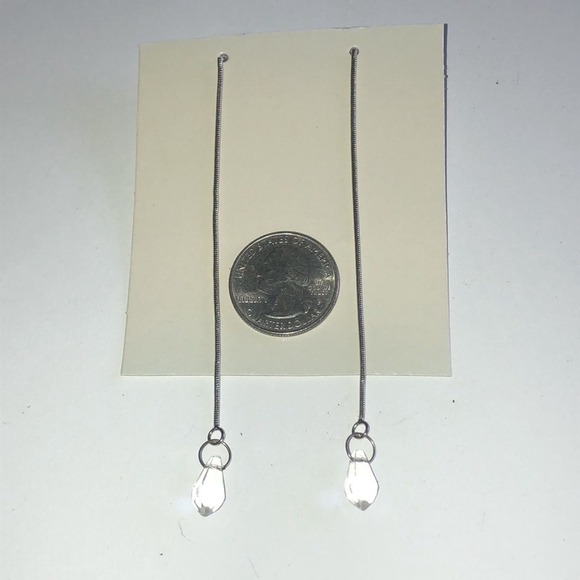 Boho Silver Tone Dangling Beads Beaded Shoulder Duster Retro Pierced Earrings - Picture 4 of 5